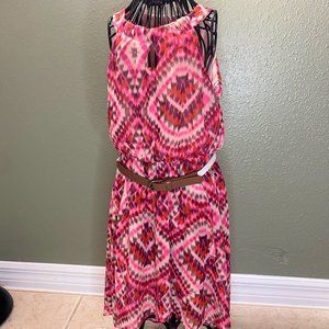 Amy Byer Colorful Geometric Pattern Girls Size 7 Purple Lining Black Rope Belt